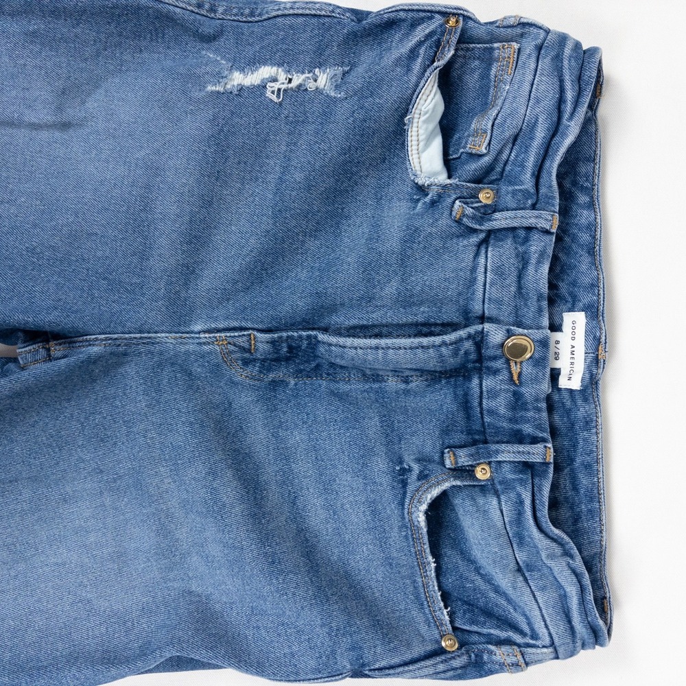 Good American Good Legs Skinny Jeans Womens 8/29 Indigo Distressed High Waist - Picture 2 of 8
